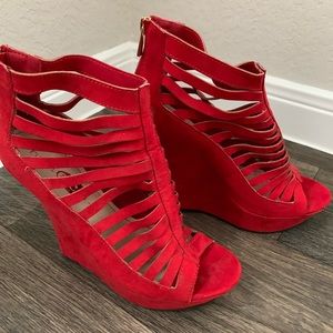 Rue 21 red wedge heels